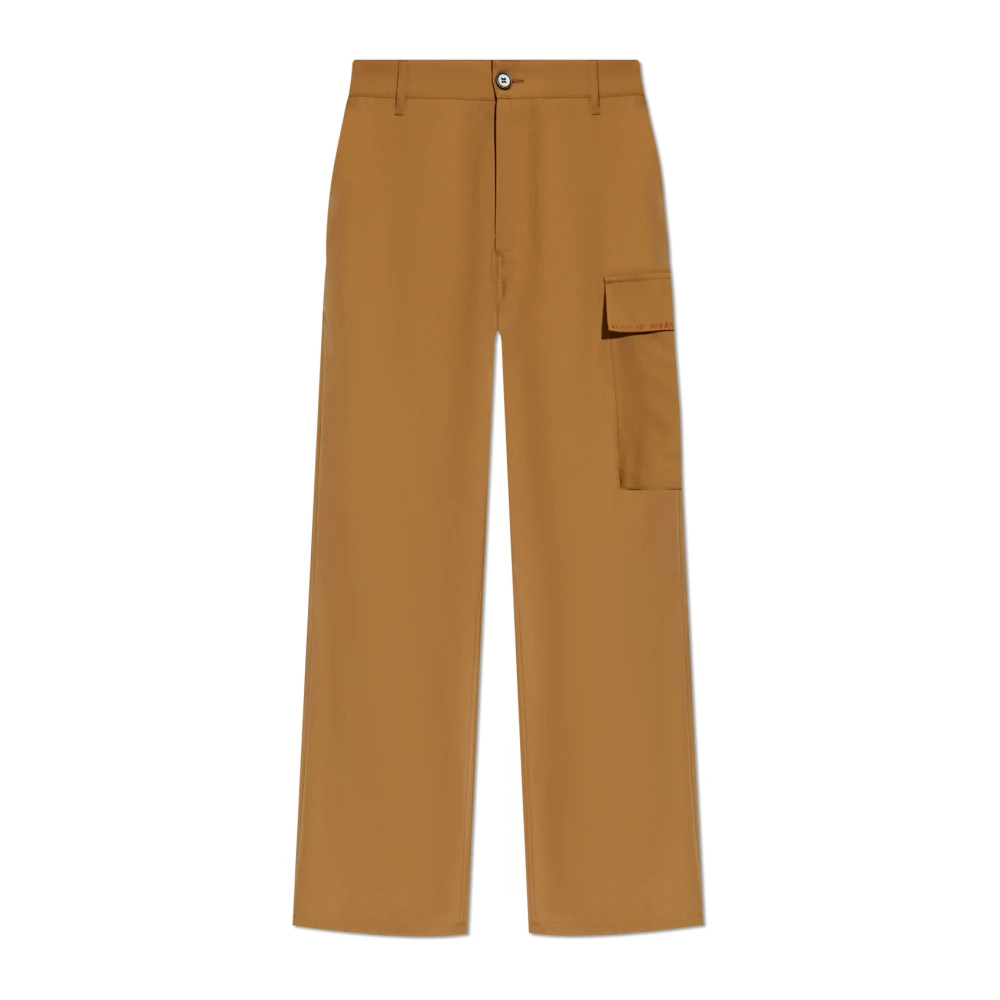 Marni Cargo Wool Trousers Beige Heren