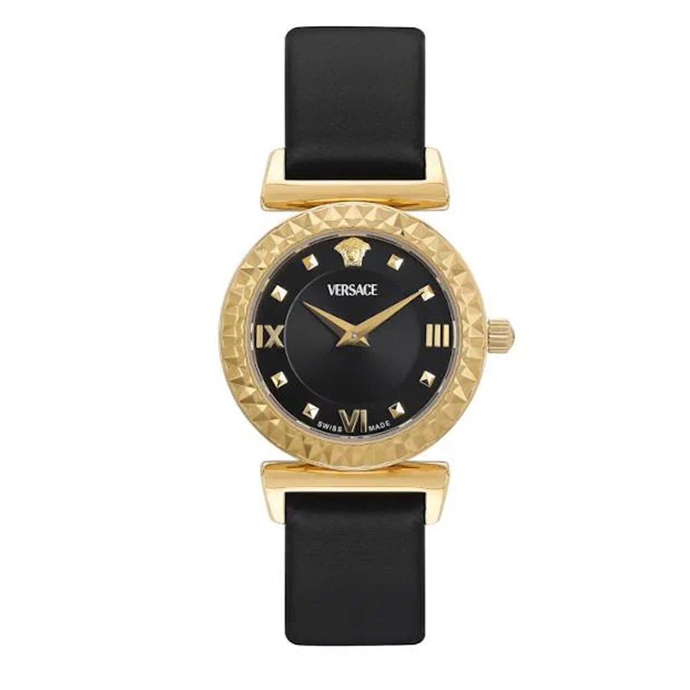 Versace VEGFA0125 Mini Vanity black gold Leather Women's Watch NEW - Image 2