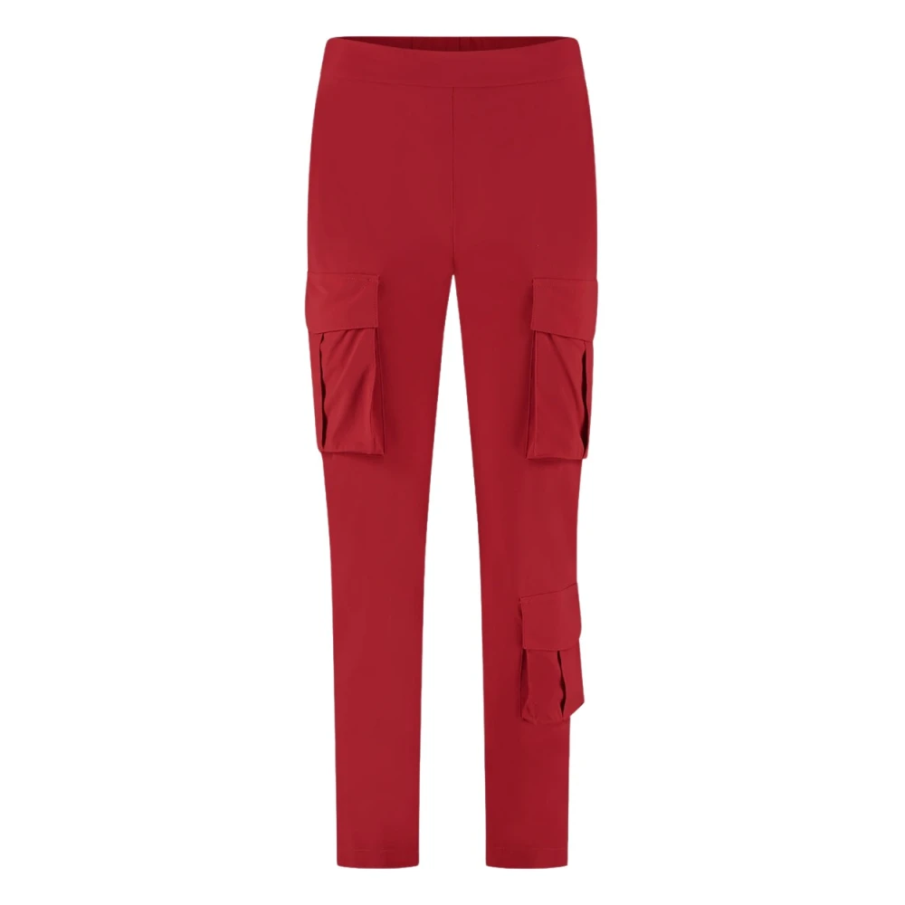 Jane Lushka Röda Tekniska Jersey Cargo Byxor Red, Dam