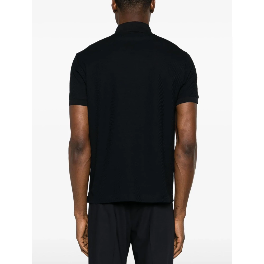 Emporio Armani Blauw Gestreept Katoenen Poloshirt Blue Heren