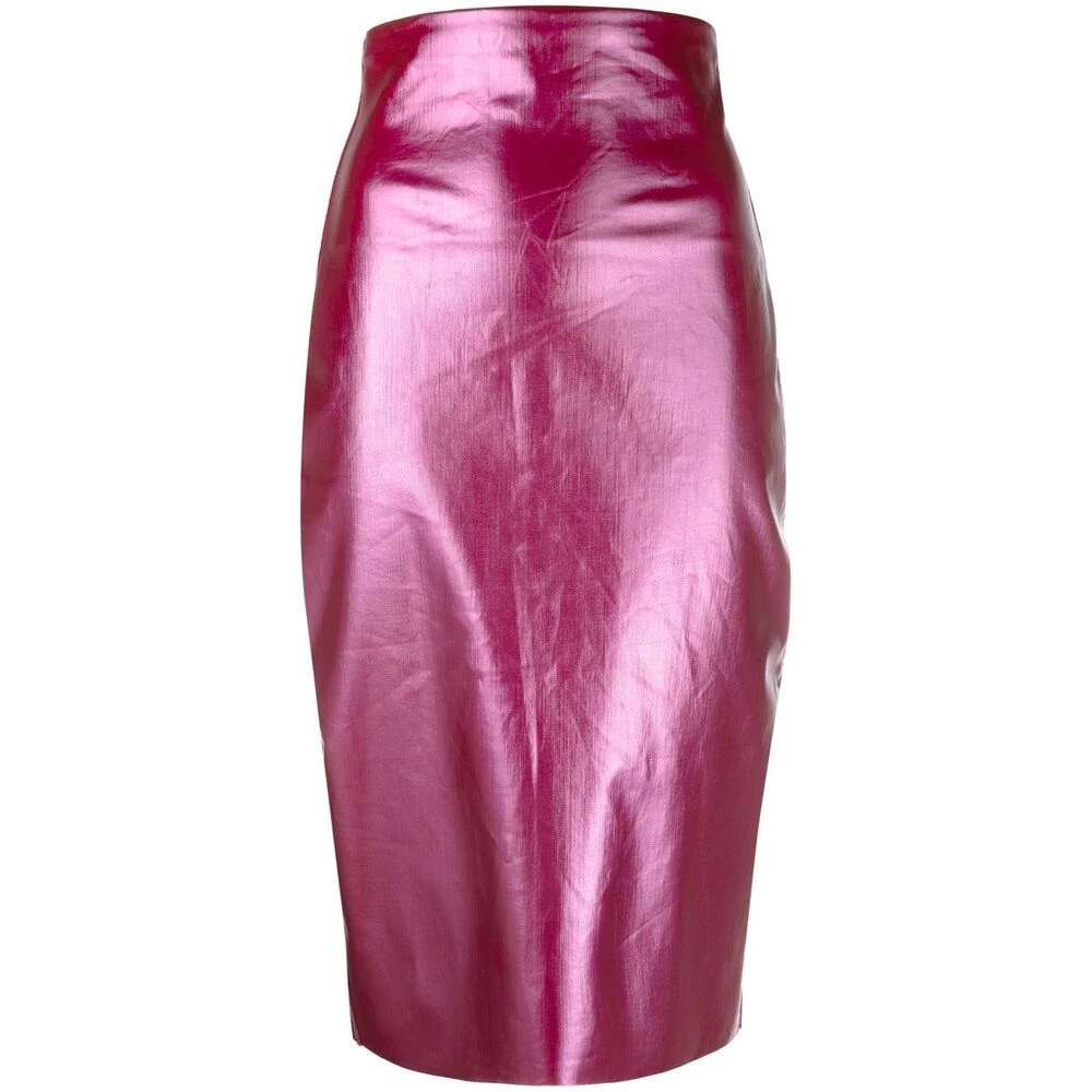 Rick Owens Fuchsia Roze Hoge Taille Midi Rok Pink Dames