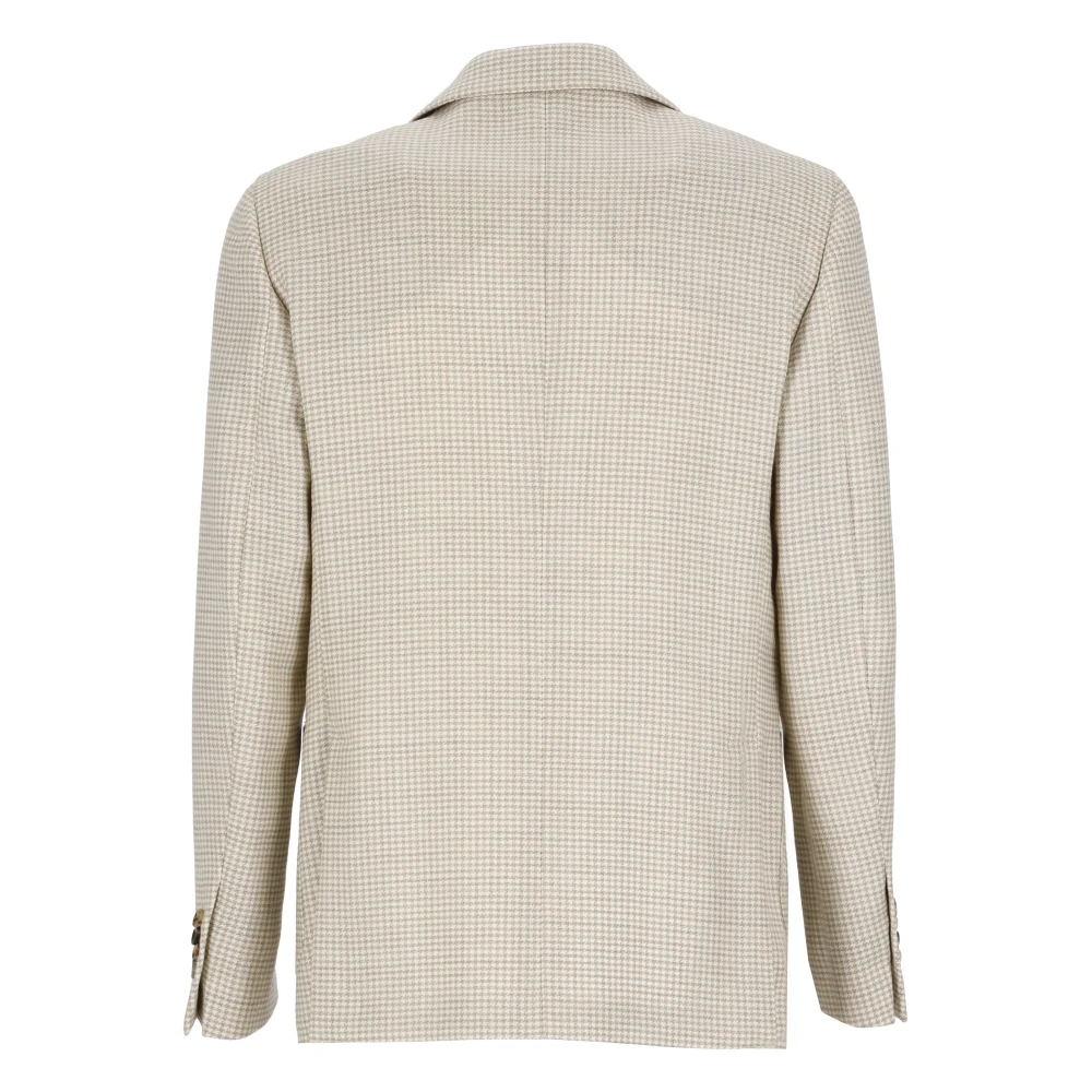 Lardini Beige Wollen Jas met Pied de Poule Beige Heren