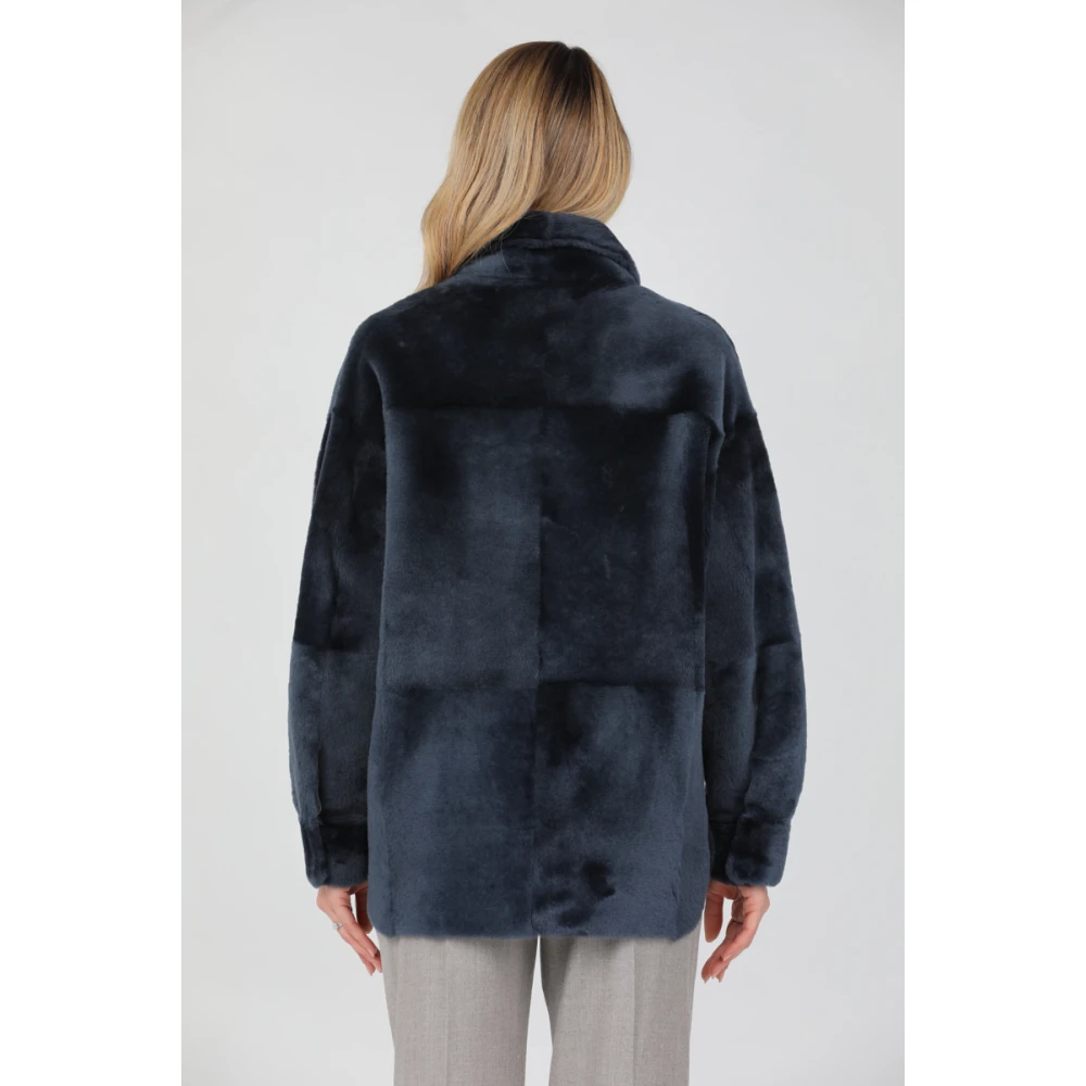 Gimo's Omkeerbare lamswollen jas Blue Dames
