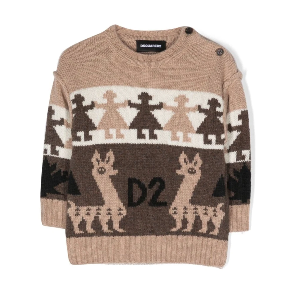 Dsquared2 Girls Multicolor Intarsia-Knit Crewneck Jumper - Kids Knitwear - 18 M - Kids