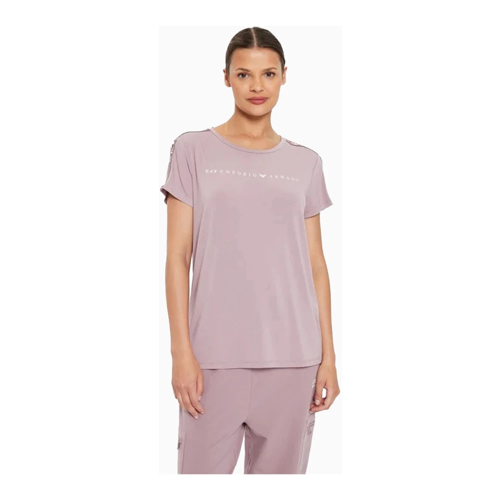 Emporio Armani EA7 Casual Katoenen T-shirt voor Mannen Purple Dames