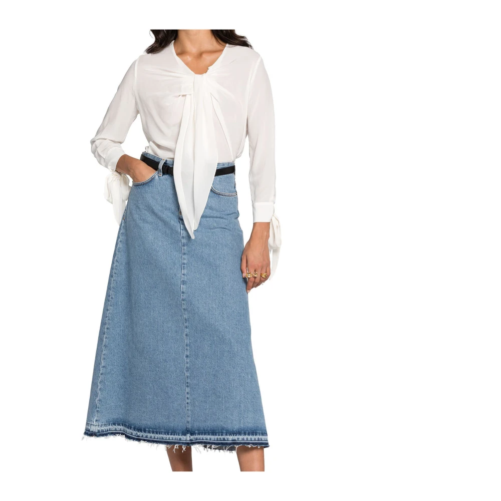 Roberto Cavalli Zijden Tie-Front Top met V-hals White Dames