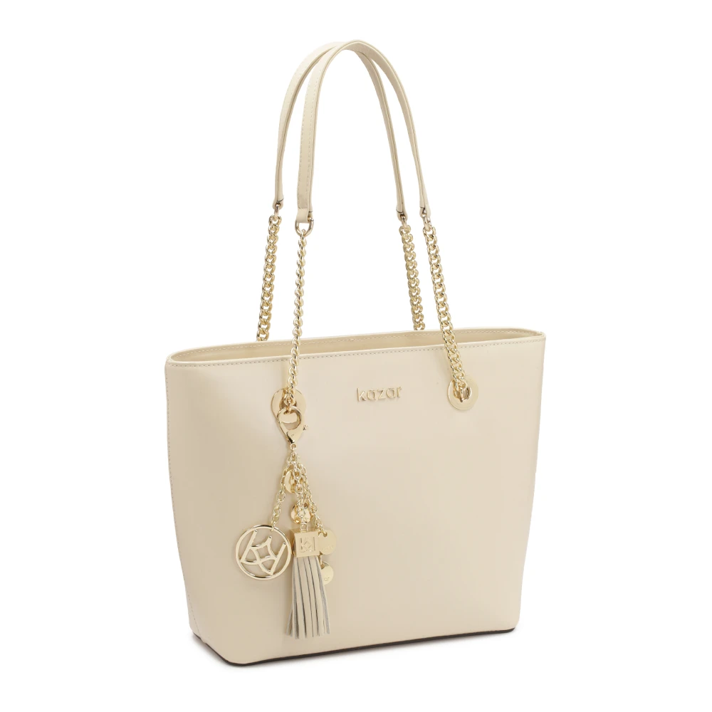 Kazar Grote schoudertas met sleutelhanger Beige Dames