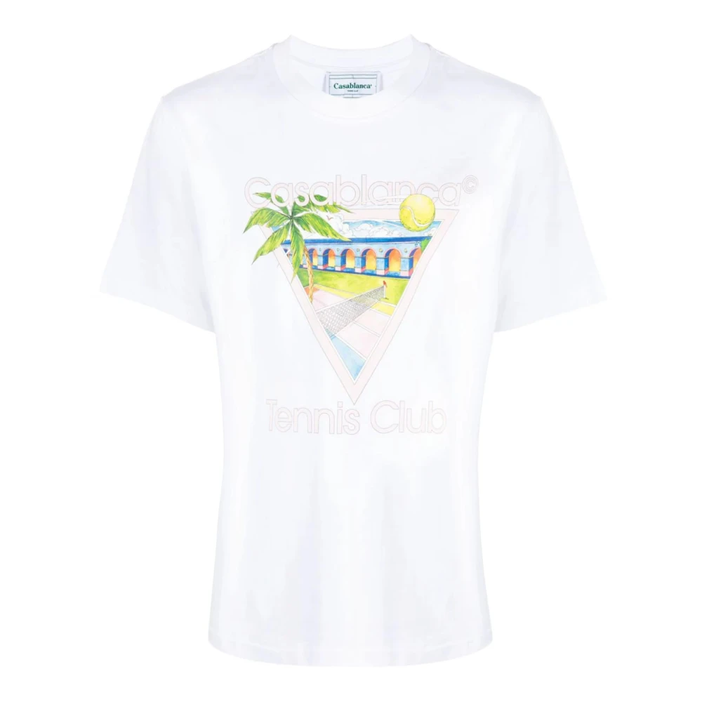 Casablanca Tennis Club Icon Grafische Print T-shirt White Dames