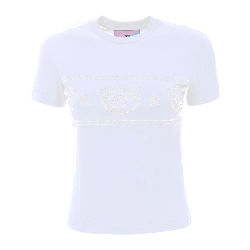 Chiara Ferragni Collection Vrouw Wit Tops Dames, M, Katoen, T-Shirts