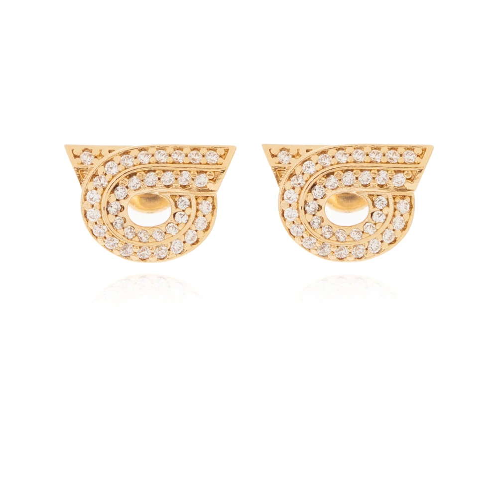 Ferragamo Women's Yellow Earrings, One Size, Earrings With Logo