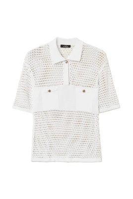 Meshstickad Polo Jumper