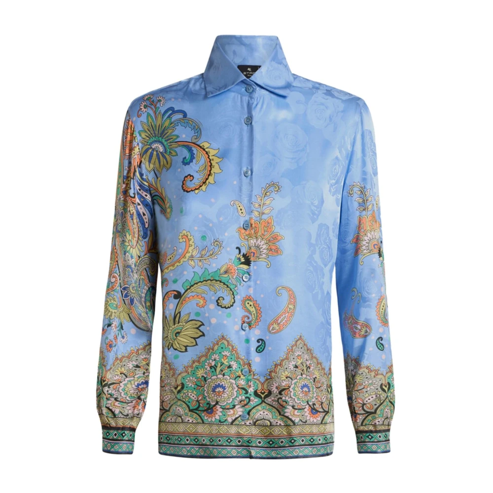 ETRO Blauwe Knoopshirt Lange Mouwen Blue Dames