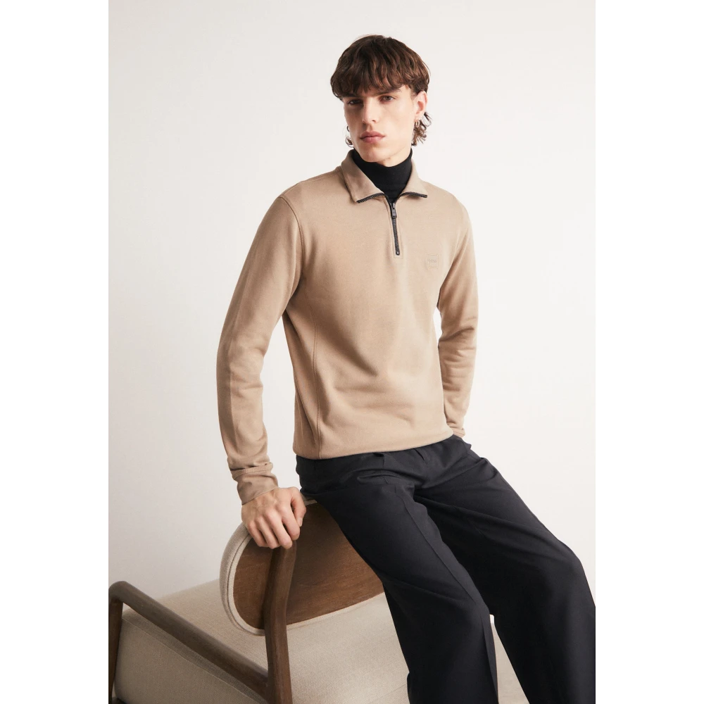 Hugo Boss Zetrust Half Zip Sweatshirt Brown Heren