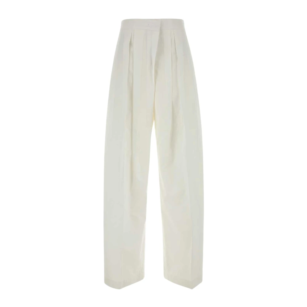 Jil Sander Women's White Wide Trousers, S, Wide Trousers