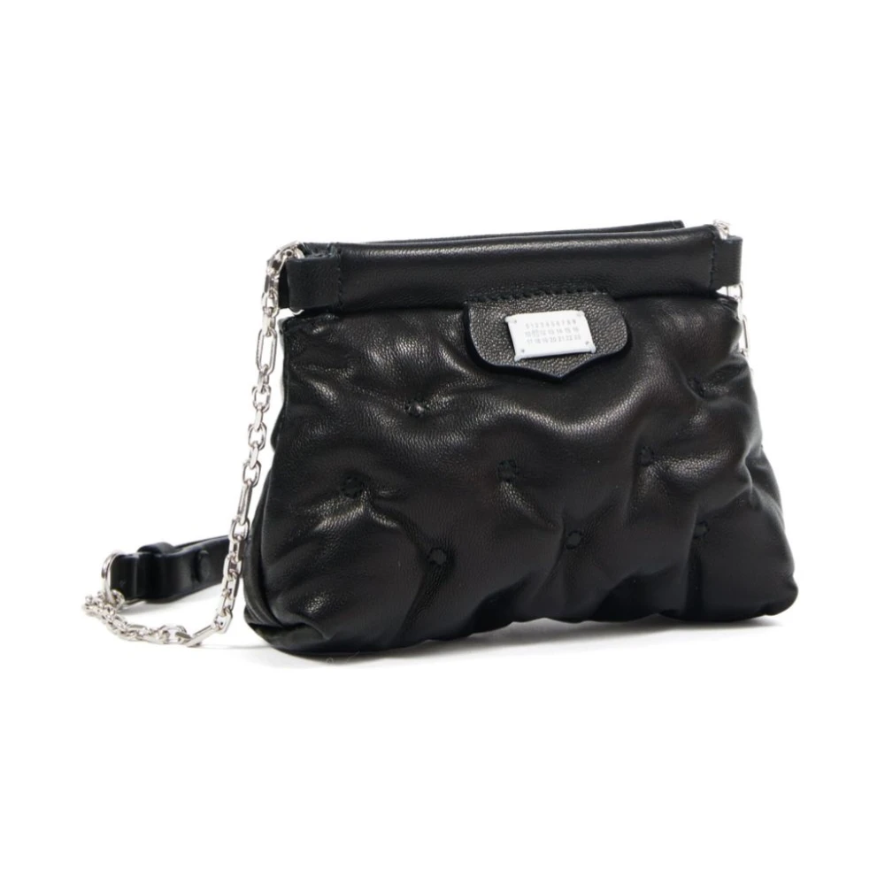 Maison Margiela Gewatteerde Zwarte Schoudertas met Ketting Black Dames