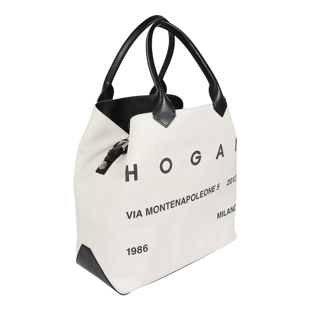 Hogan Waterdichte Katoenen Maxi Tas met Leren Details White Dames