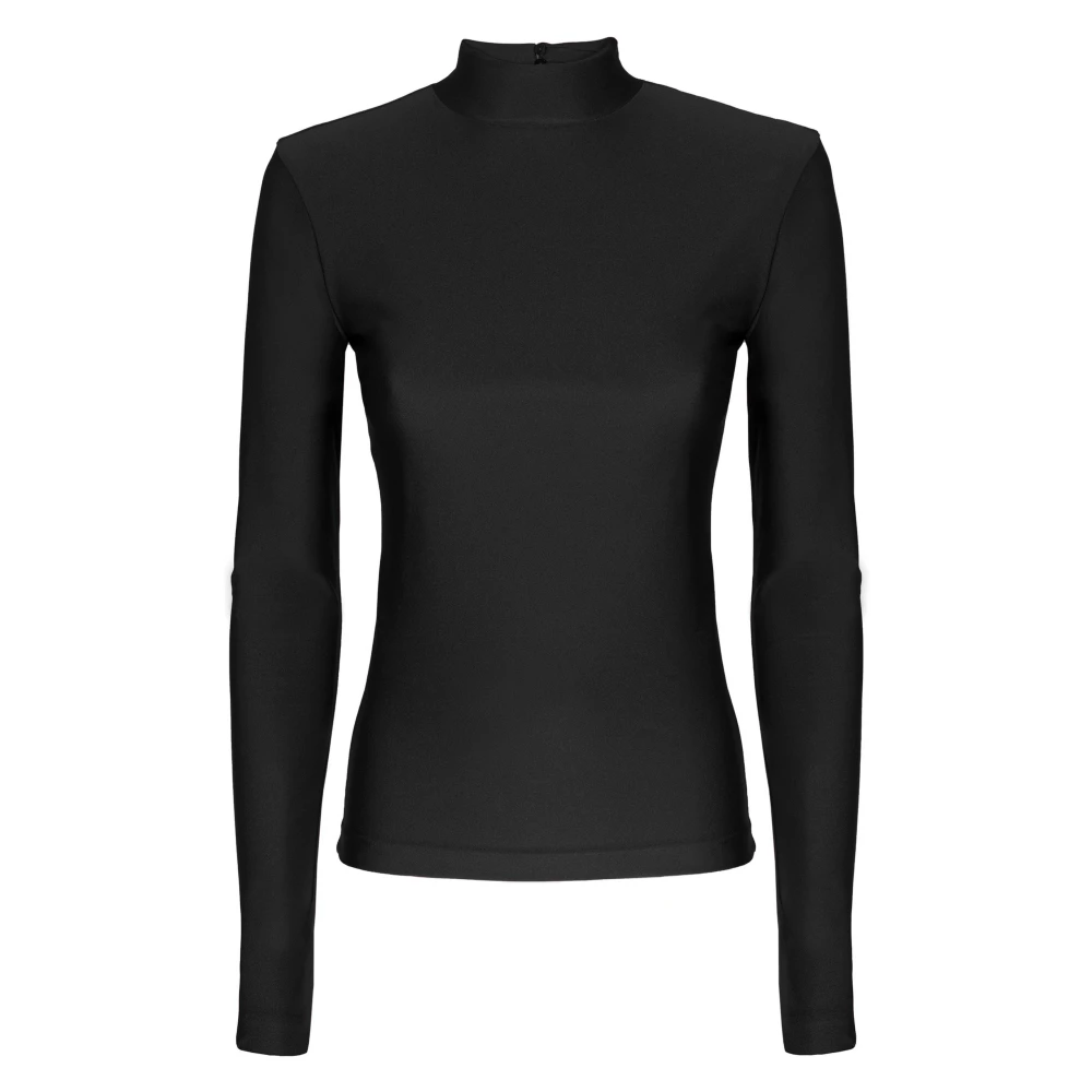 MVP wardrobe Stretch Lycra T-Shirt met Geborduurd Logo Black Dames