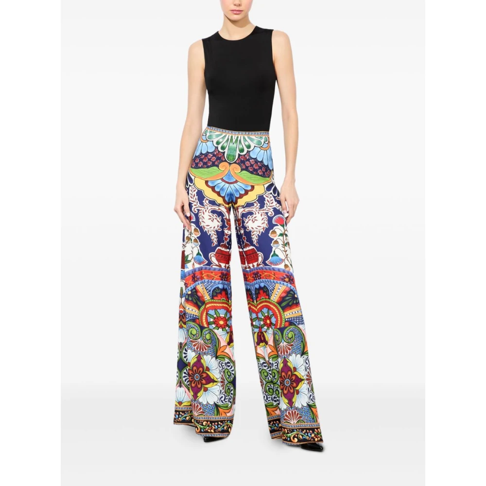 alice + olivia Multikleur Wijde Pijp Broek met Rits Multicolor Dames