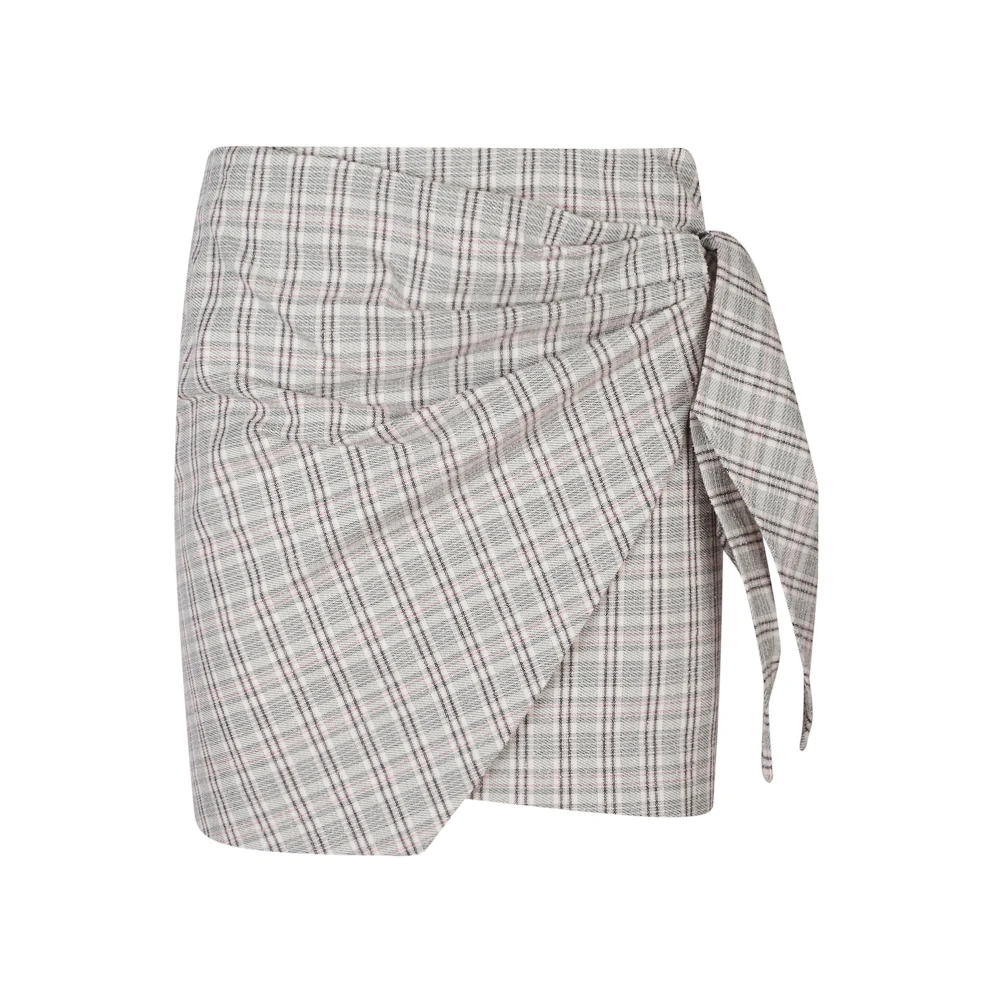 Marant Étoile Kvinno Multicolor Kjolar Dam, M, Rutig Minikjol Med Knytdetalj