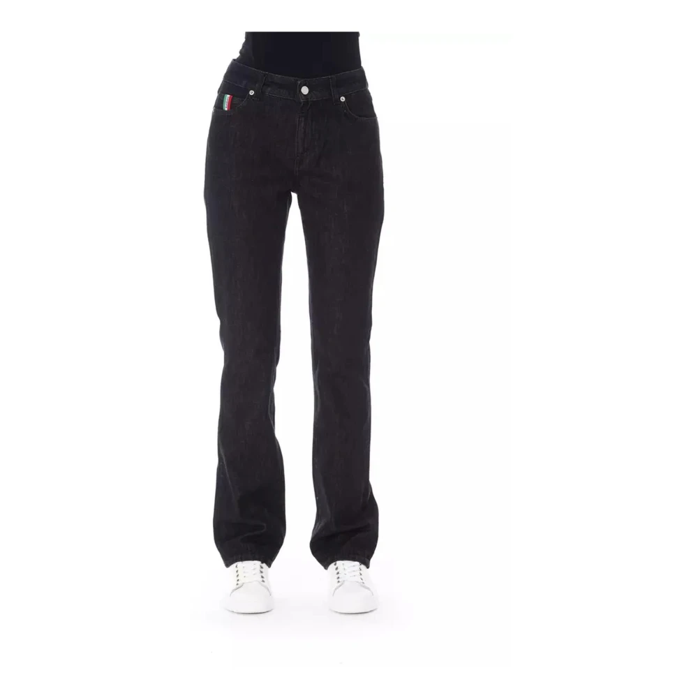 Baldinini Zwarte Jeans met Driekleurige Accent Black Dames