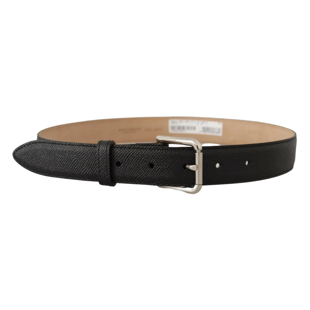 Dolce & Gabbana Zwarte Leren Riem met Metalen Gesp Black Heren