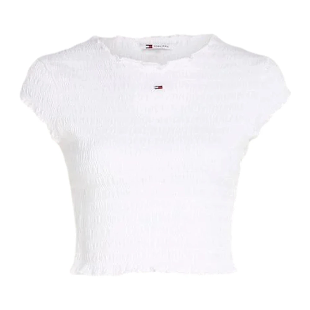 Tommy Jeans Essential Gerimpeld T-shirt White Dames