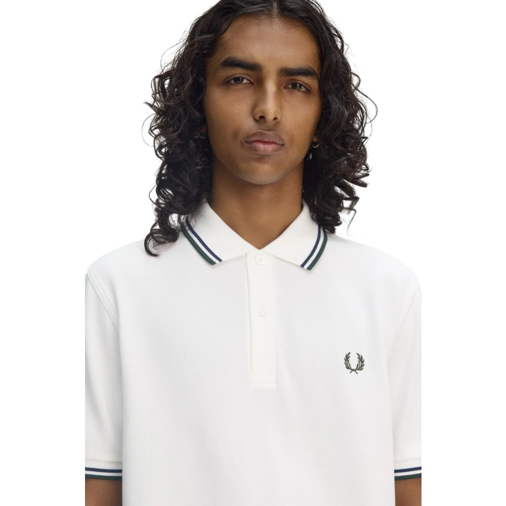 Fred Perry Polo met dubbele streep White Heren