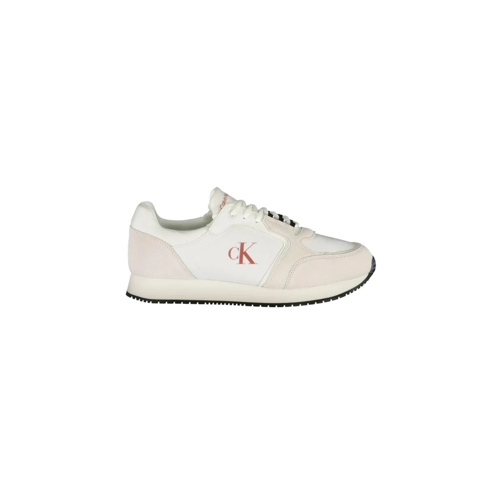Calvin Klein Men's White Sneakers, 11 Uk, Casual Leather Trainers