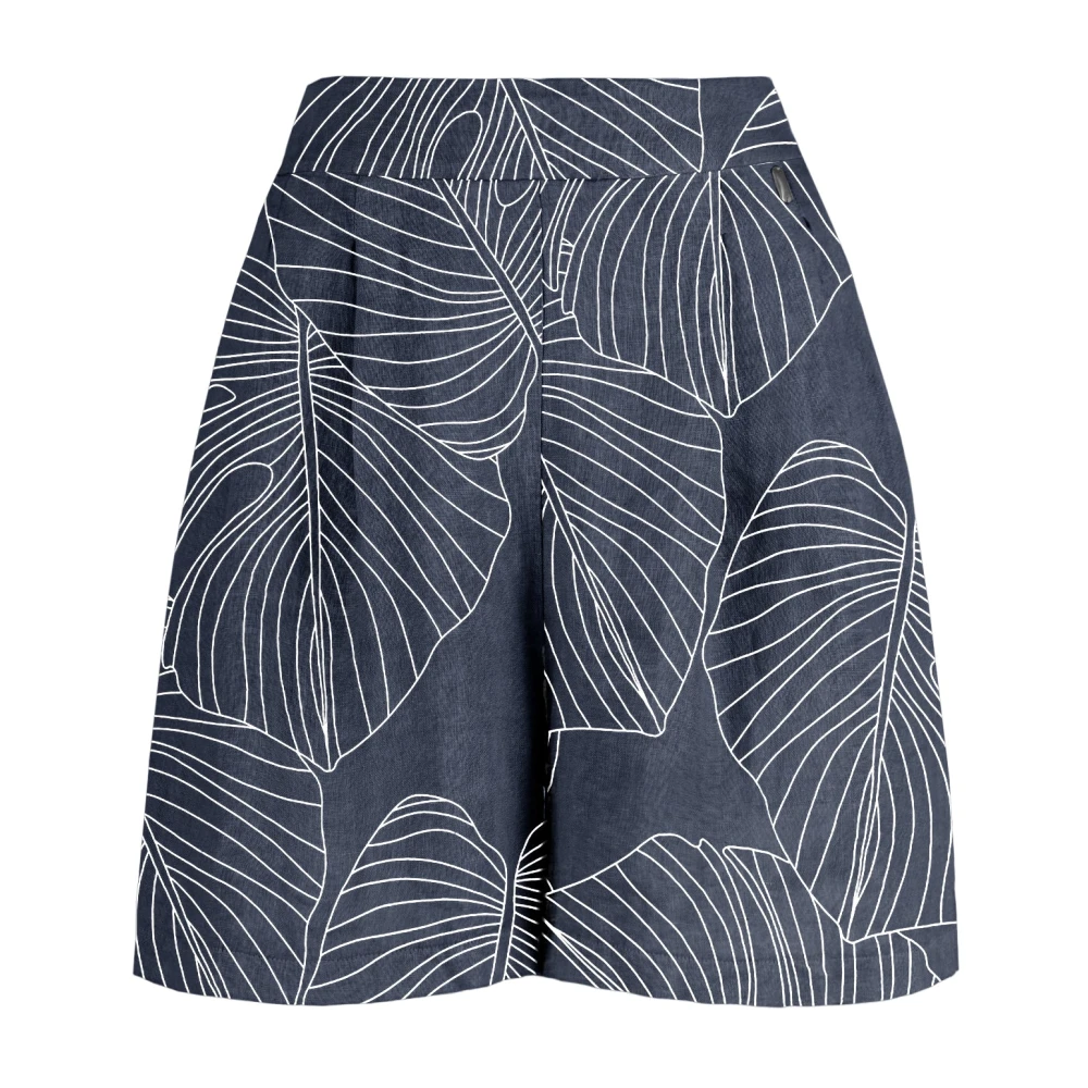 Bomboogie Donna Blu - Printed Linen Bermuda Shorts - Shorts - L