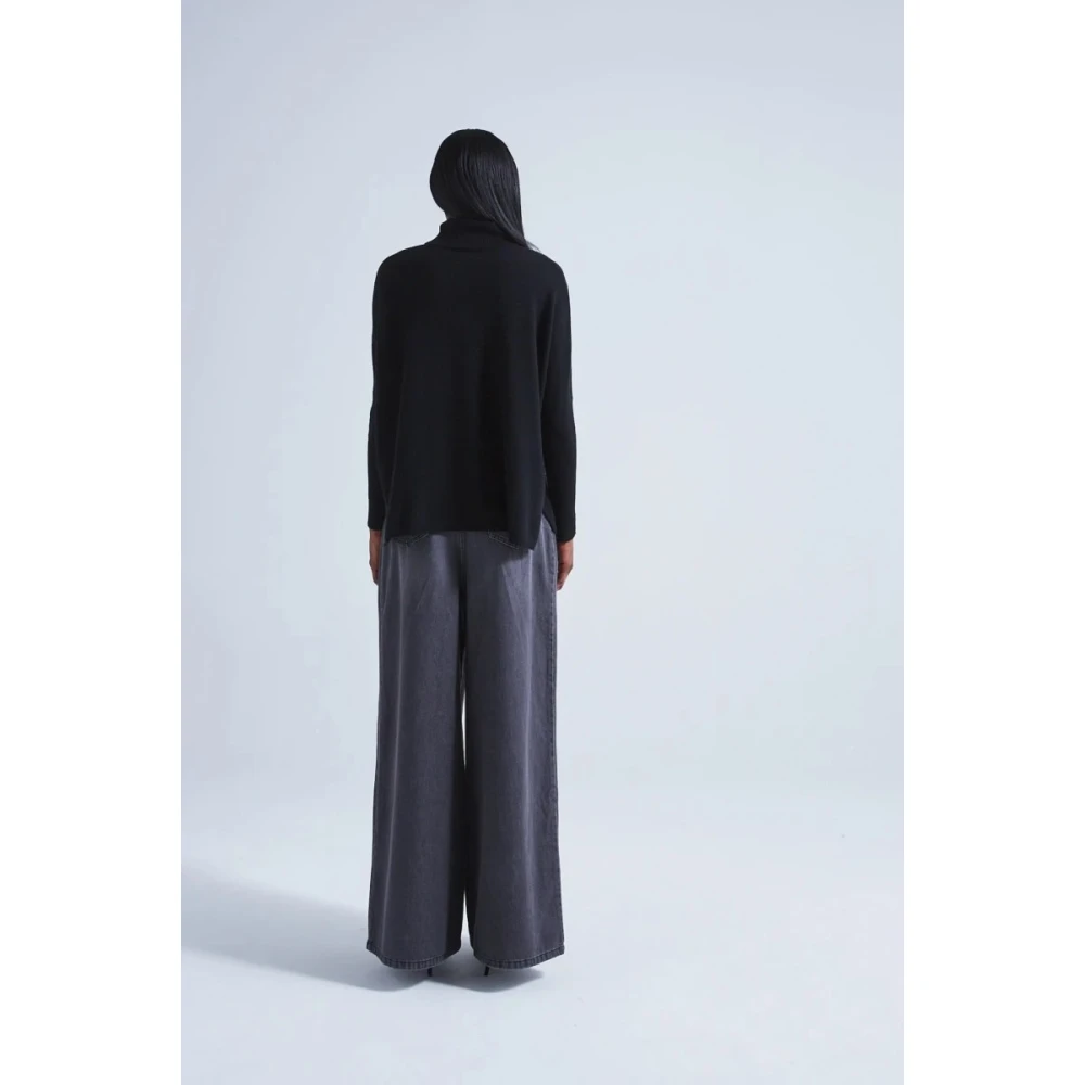 Absolut Cashmere Hoge Hals Cashmere Poncho Trui Black Dames