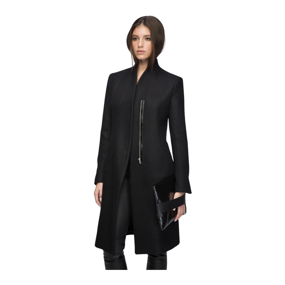 Vespucci by VSP Rosen Zwarte wollen jas Black Dames