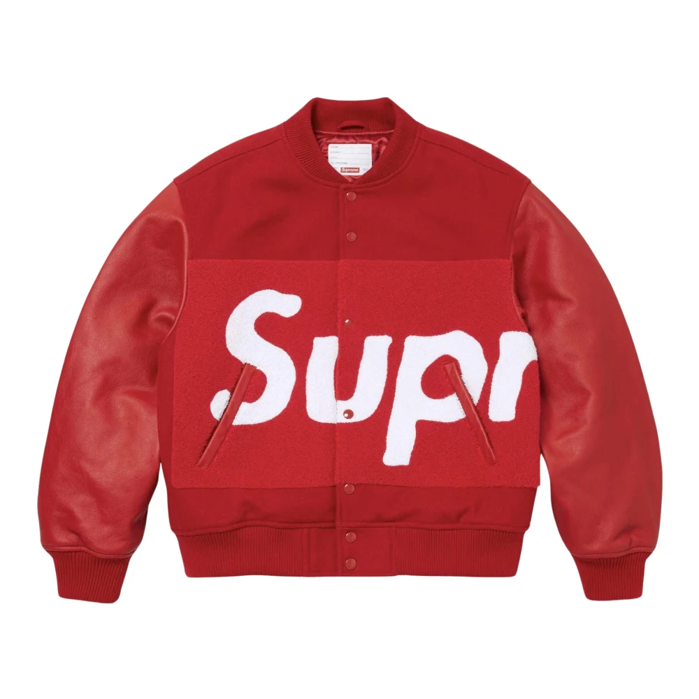 Supreme Chenille Varsity Jacket Red Limited Edition Red, Herr