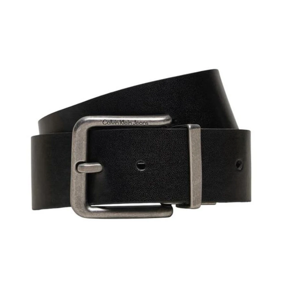 Calvin Klein Zwarte Leren Heren Riem Collectie Black Heren