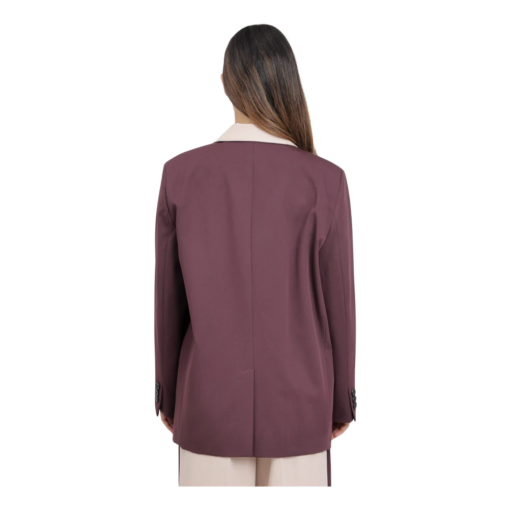 ViCOLO Bordeaux Single-Breasted Jas met Contrasterende Revers Brown Dames