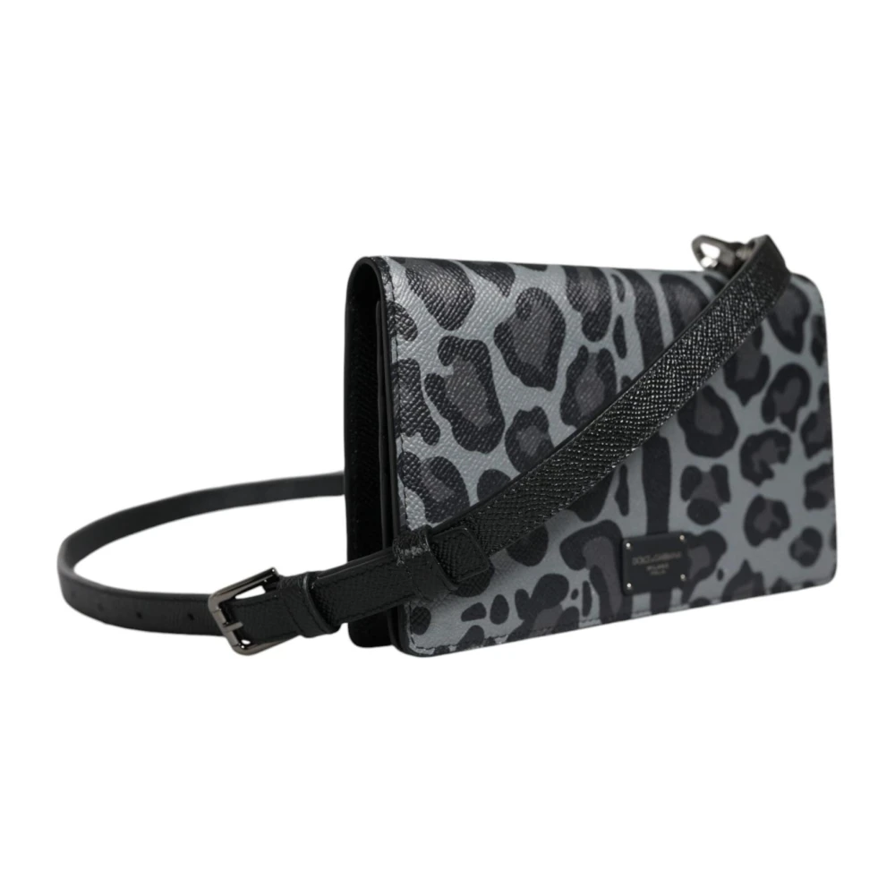 Dolce & Gabbana Luipaard Leren Crossbody Kaarthouder Tas Multicolor Dames