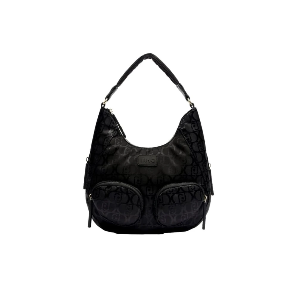 Liu Jo Vrouw Zwart Tassen Dames, One Size, Nylon, Nylon Jacquard Schoudertas