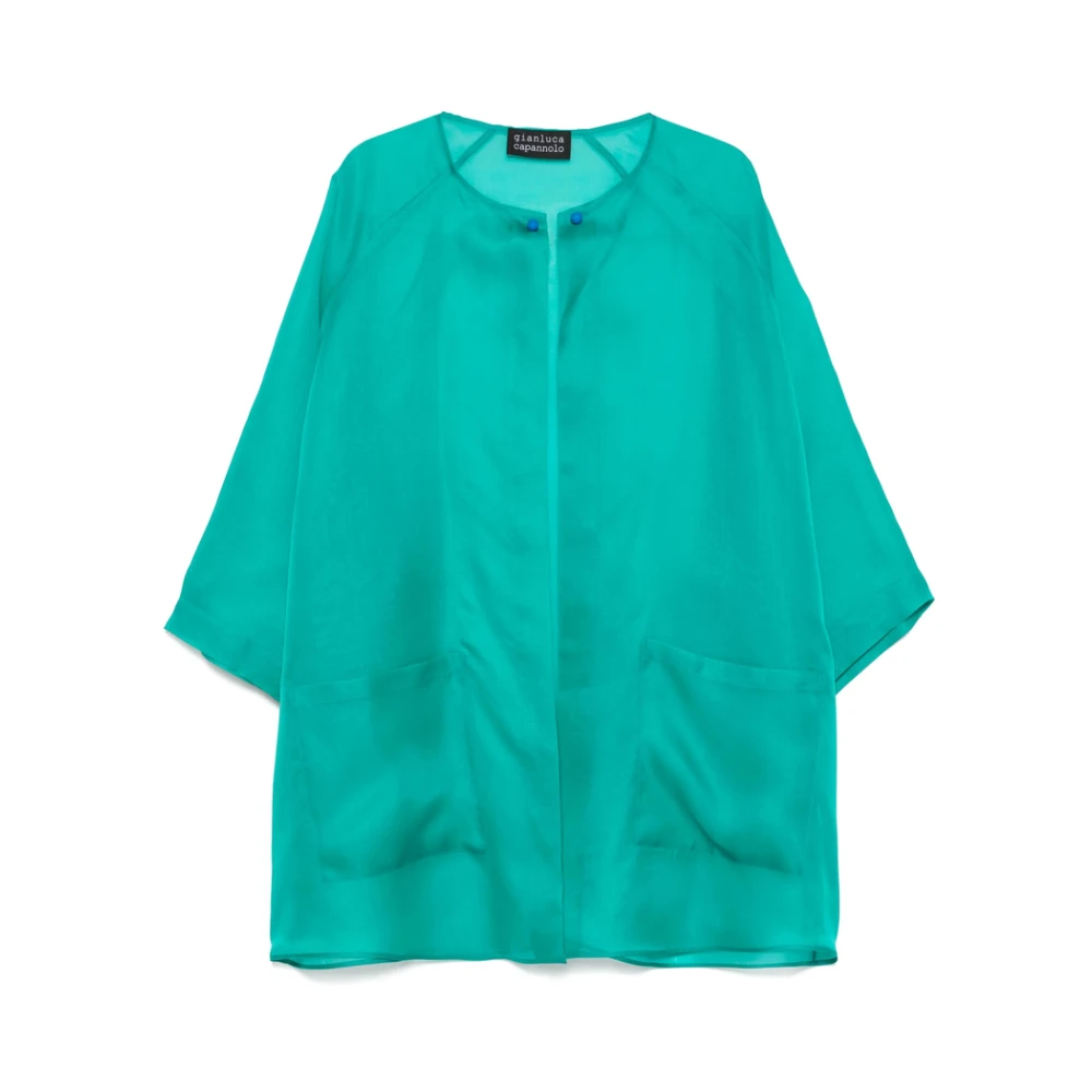 Gianluca Capannolo Teal Blue Open Front Jas Blue Dames