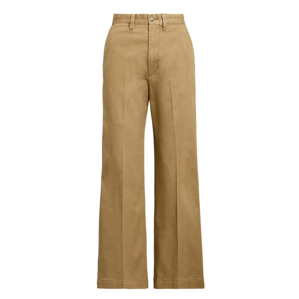 Polo Ralph Lauren Women's Beige Stylish Trousers - Wide Trousers - M - Trousers