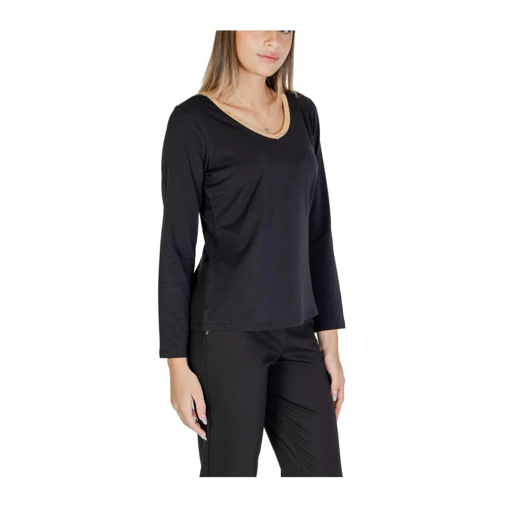 Alviero Martini 1a Classe Zwarte katoenen stretchtops & T-shirts Black Dames