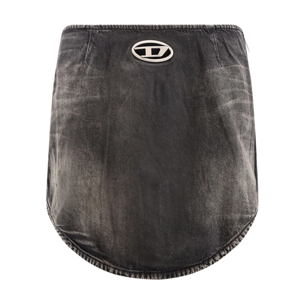 Diesel Women's Gray Short Skirts,, Grey Skirt Metal Oval Detail W25