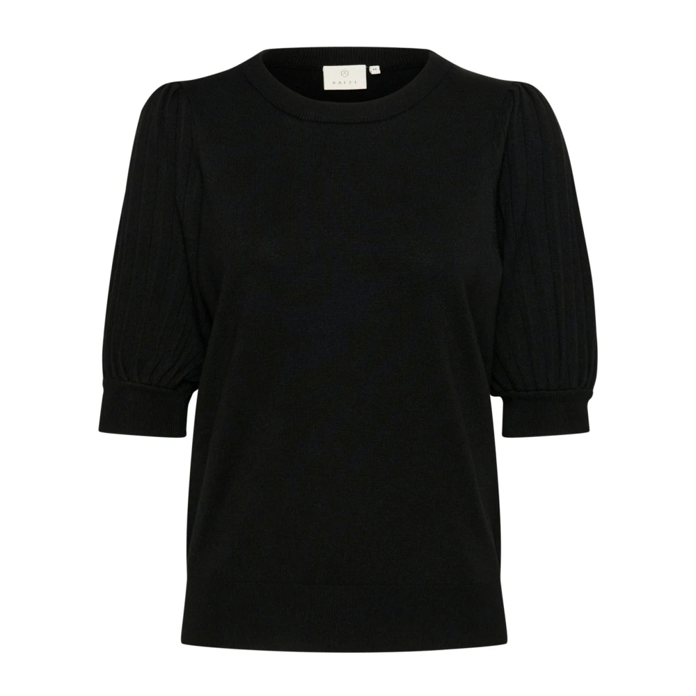 Kaffe Black Kalone Knit Pullover 1/2 Sl Strik - Female - Round-Neck Knitwear - S - Knitwear