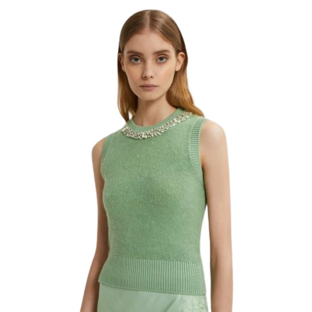 Ermanno Scervino Groene Juweelhals Vest Green Dames