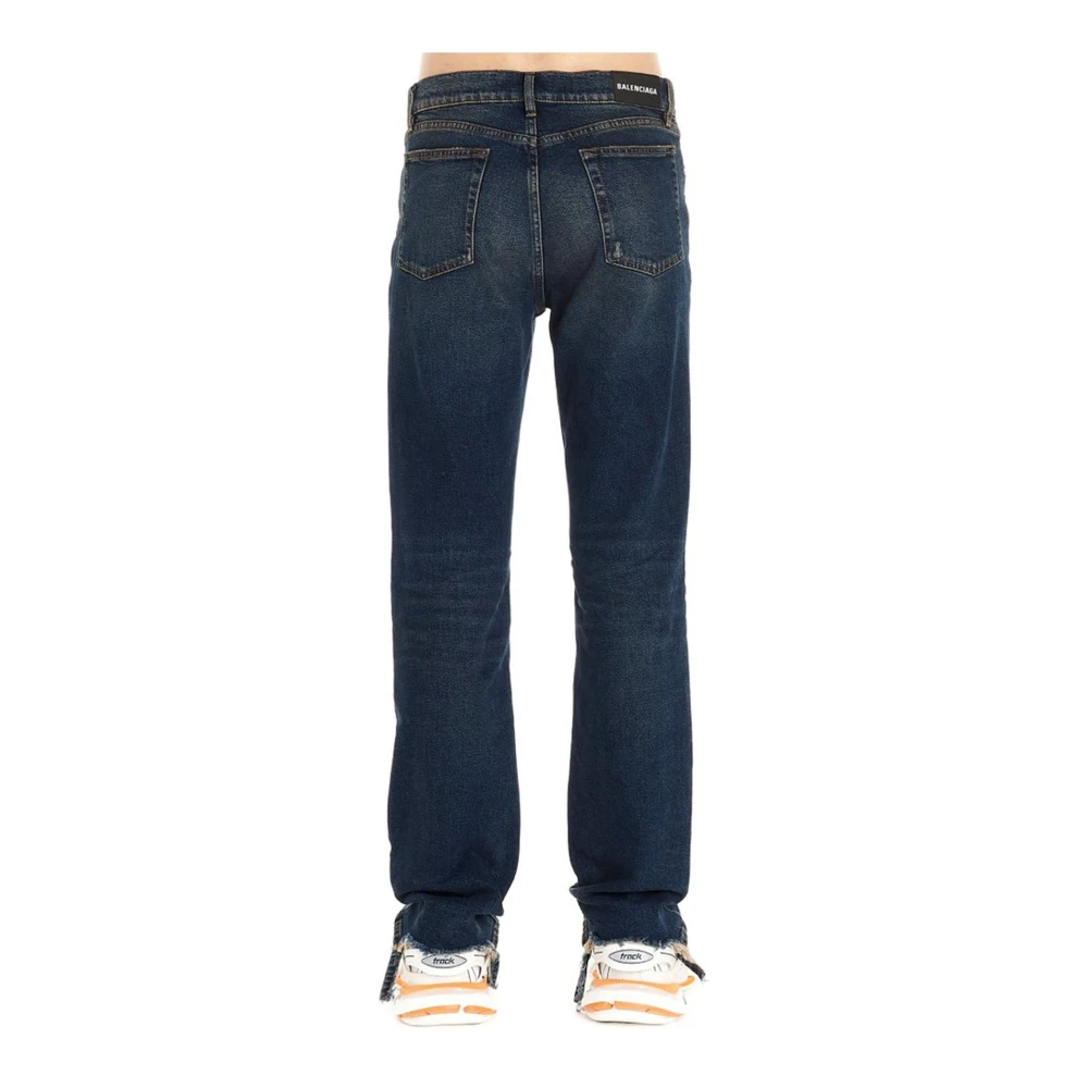 Balenciaga Straight-Leg Jeans met Stonewashed Finish Blue Heren