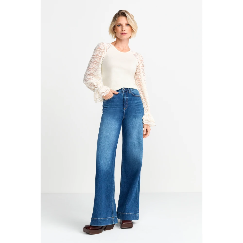 Rich & Royal Laagjes Kant Mat Mix Longsleeve White Dames