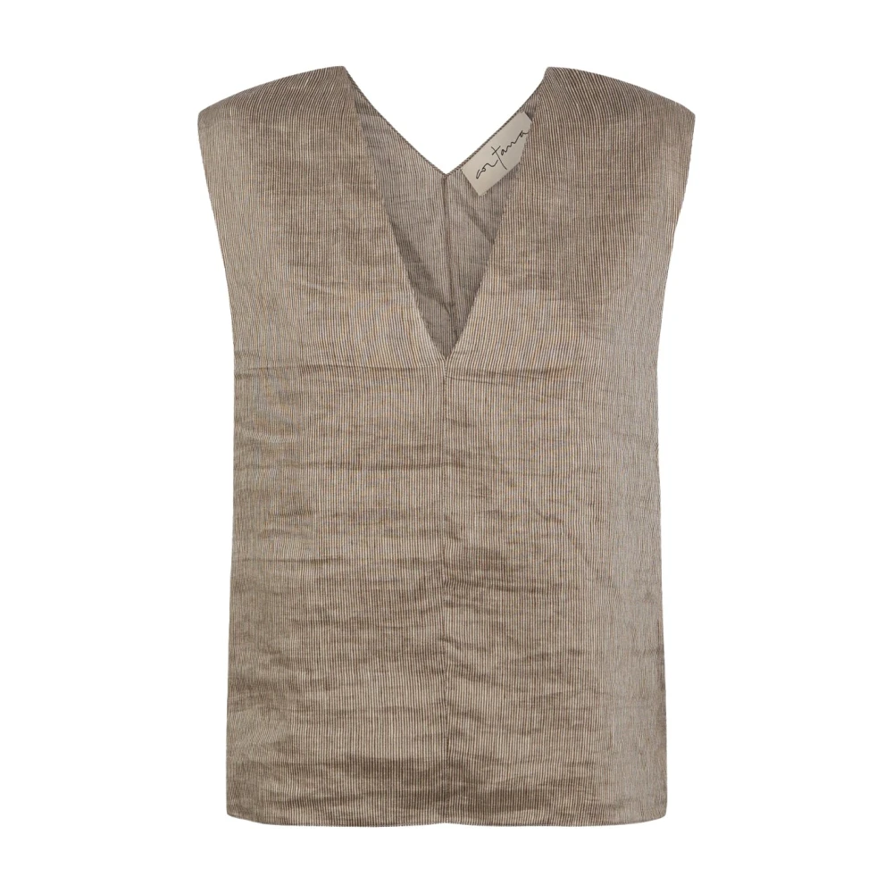 Cortana Women's Brown Sleeveless Tops, Xs, V-Neck Sleeveless Top