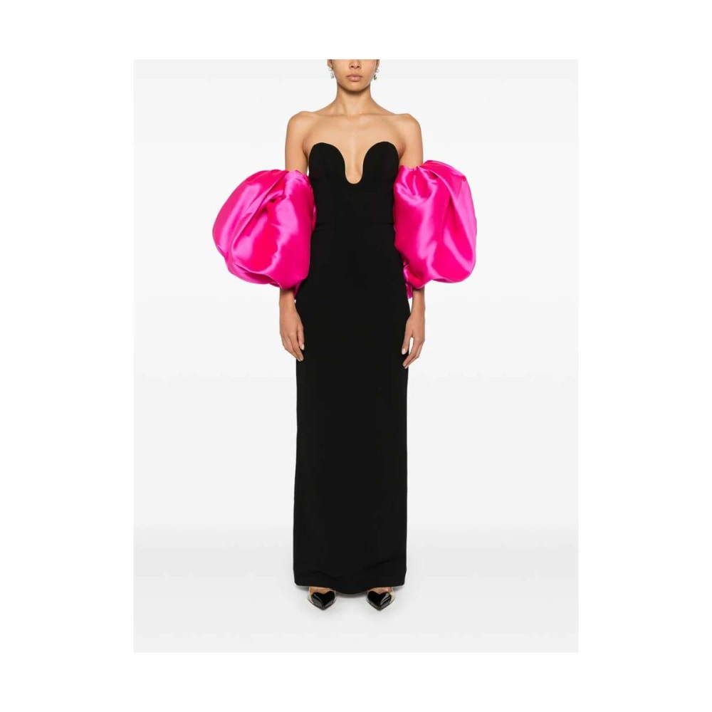 Solace London Zwart Fuchsia Roze Strapless Jurk Black Dames