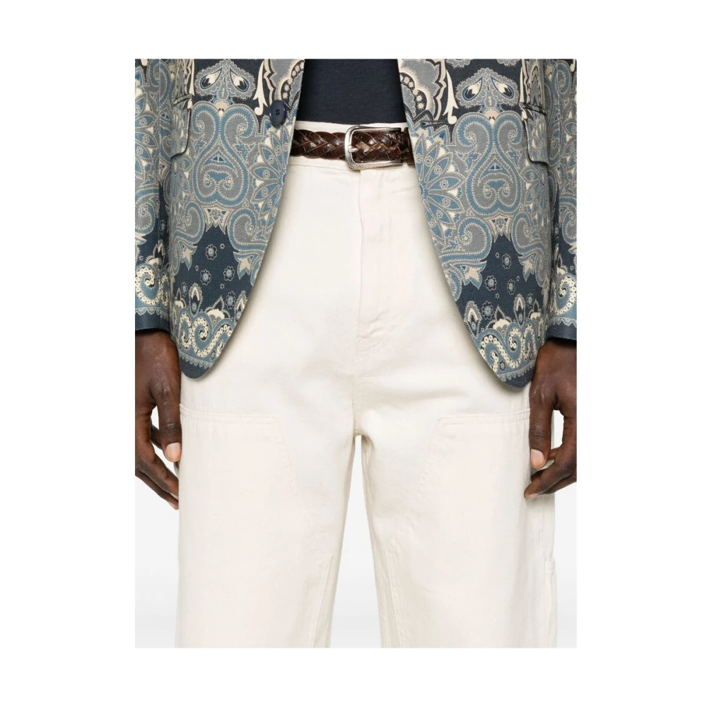 Alanui Beige Klassieke Knoop Jeans met Zakken White Heren