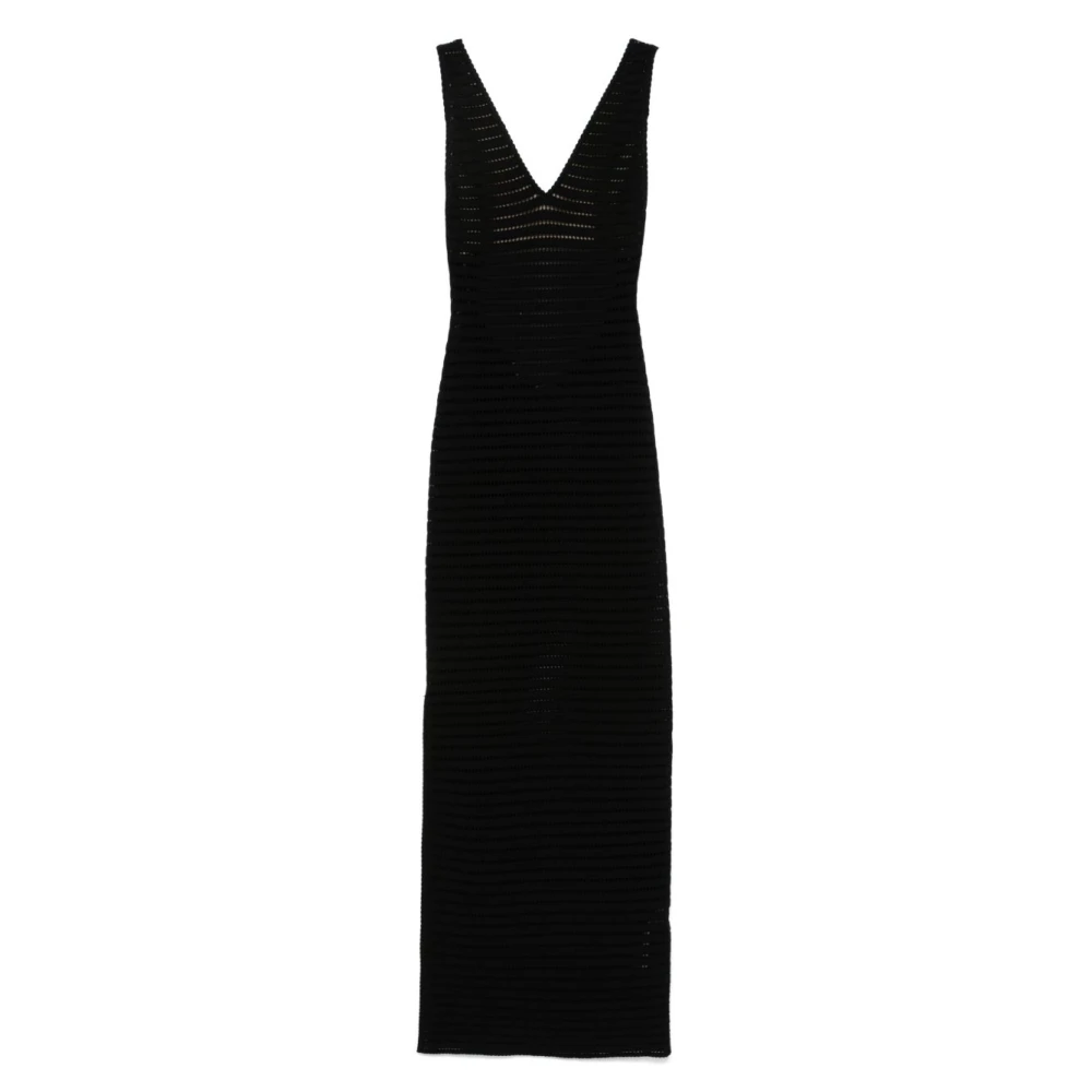Elisabetta Franchi Black Maxi Dresses, Female, M, Chic Nero Dress
