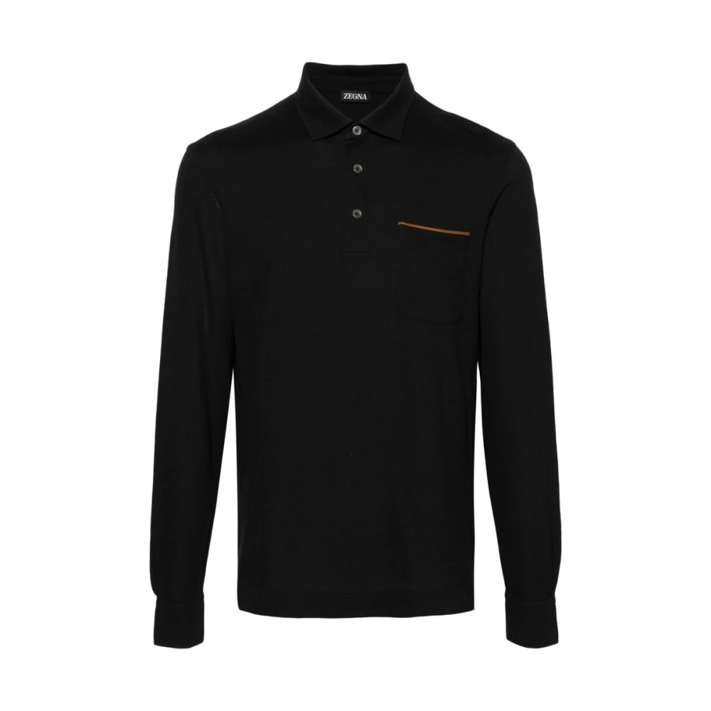 Ermenegildo Zegna Zwarte Katoenen Piqué Polo Sweater Black Heren
