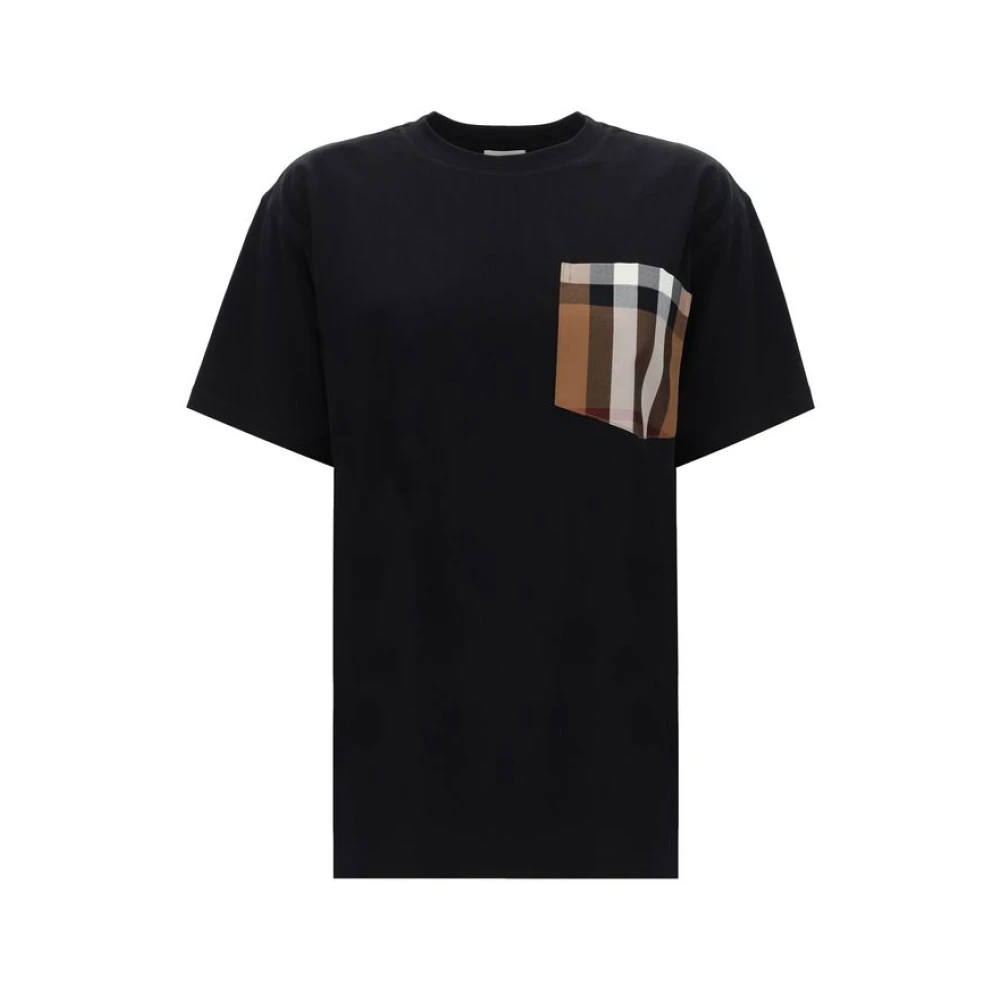 Burberry Geruite Zak Katoenen T-shirt Black Dames